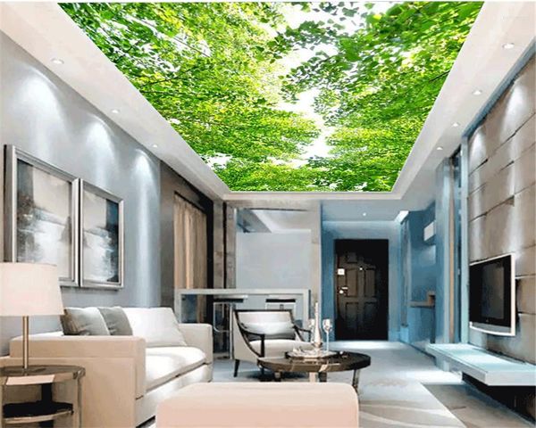 Papéis de parede modernos decoração doméstica papel de parede árvores verdes zenith hd paisagem seda