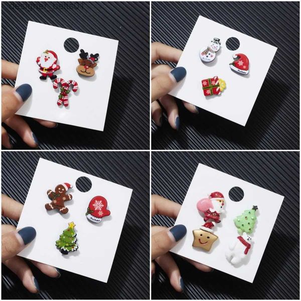 Pins Broschen 3/4 teile/satz Weihnachten Abzeichen Broschen Exquisite Santa Claus Baum Glocke Elch Schneeflocke Emaille Brosche Pins Für Frauen männer Neujahr GeschenkL231120