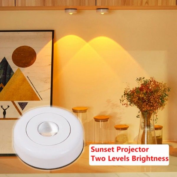 Luz do armário sem fio led luzes da cozinha sob móveis alimentado por bateria pôr do sol nightlight lâmpada de parede quarto decoração gabinete