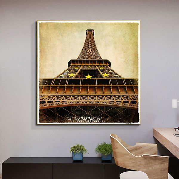 Vintage Paris Eiffel Tower Landscape Posters and Prints Pop Art Abstract Kids moderno Cuadros Decor Wall Picture for Living Room