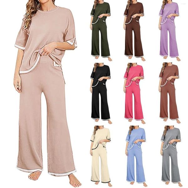 Pantaloni da donna a due pezzi da donna 2023 autunno outfit manica lunga con scollo a V pullover top e tuta calda da donna bavaglino da sci tuta da lavoro