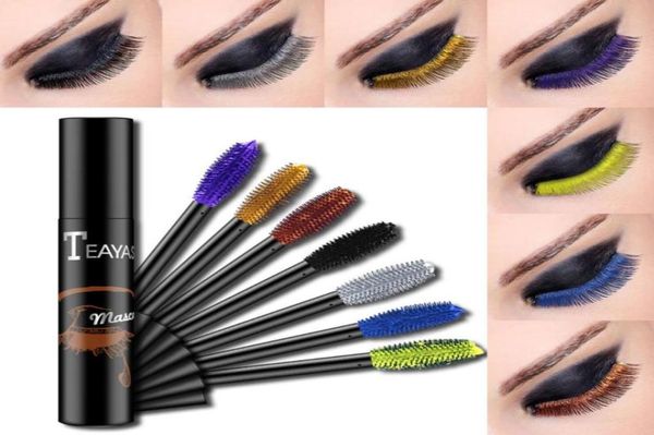 Mascara per ciglia in fibra di seta 4d spessa liquida 7 colori Estensione delle ciglia Allungamento Mascara impermeabile Rimel Eye Lash Cosmetici TSLM11358409