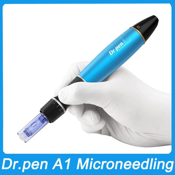 Sem fio A1-W Dr Pen Dermapen Auto Microneedle System Comprimentos de agulha ajustáveis 0,25 mm-3,0 mm Electric Derma Pen Stamp Auto Micro Needle Meso Therapy Ferramentas faciais