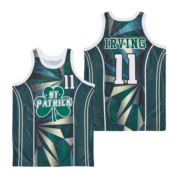 Maglia da basket High School St Patrick Kyrie Irving Maglia da uomo 11 Clover Alternate Moive Pullover HipHop University For Sport Fans Team Green Puro cotone traspirante