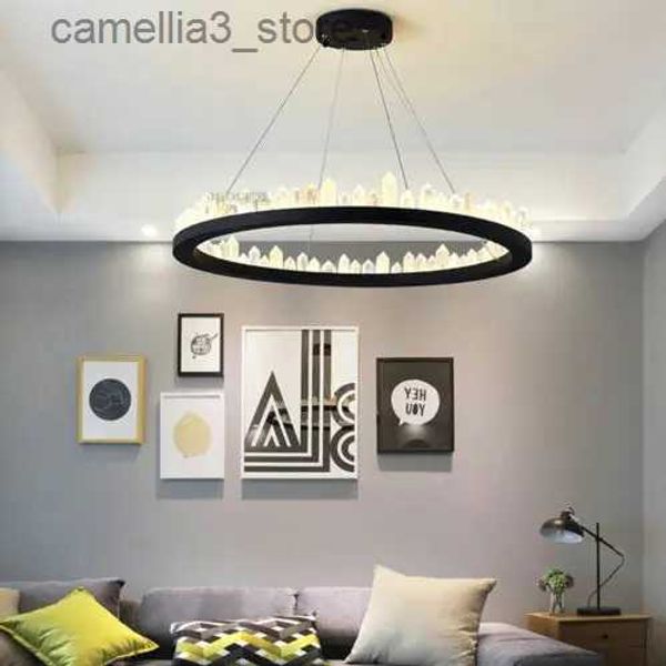 Plafoniere moderne K9 anello di cristallo trasparente lampada a sospensione rotonda LED lampadario a sospensione plafoniera per soggiorno camera da letto decorazioni per la casa Q231120