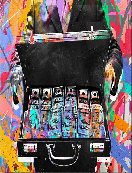 Ungerahmt: Alec Monopoly „Briefcase Money“, HD-Leinwanddruck, Heimdekoration, Wandkunst, Gemälde, Büro, Kunst, Kultur2512640