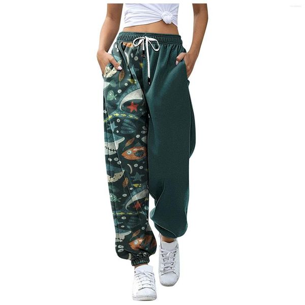 Pantaloni da donna Pantaloni sportivi da donna con stampa animalier Tasche a vita alta Pantaloni sportivi da jogging da palestra con vestibilità atletica