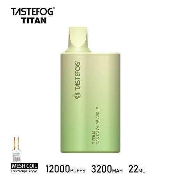 Оригинальные сигареты Tastefog Titan 12000 Puffs Bars, одноразовые электронные сигареты Vape Pen, 22 мл, предварительно заполненный картридж для капсул, 3200 мАч, сигареты с большой батареей, 12K, 2%, 10 вкусов, быстрая доставка