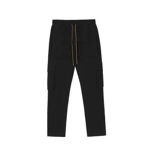 Roupas de grife calça de calça rhude high Street Trend Marca multi -bolso de bolso funcional de macacão masculino calças finas da moda calça casual