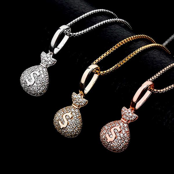 925 Серебряные серебряные женские сумки для денег подвесной колье розового золота