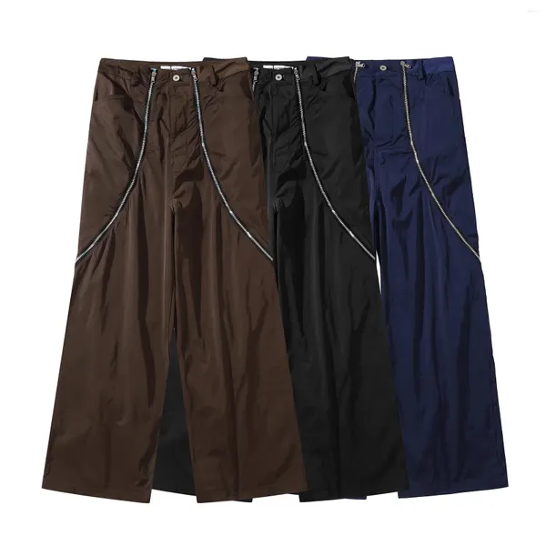 Pantaloni da uomo Y2k Pantalones Hombre Metallo Cerniera lunga Gamba larga Baggy Cargo per uomo e donna Streetwear Solido Casual Pantaloni stile Vibe