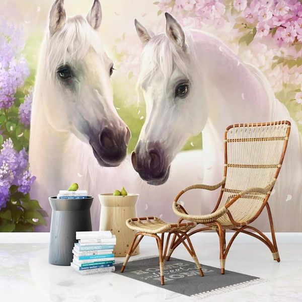 Обои на заказ 3D Обои красивые лошади теплые цветы Po Стенная роспись гостиная телевизионная спальня домашняя декор папель де парня бумаги
