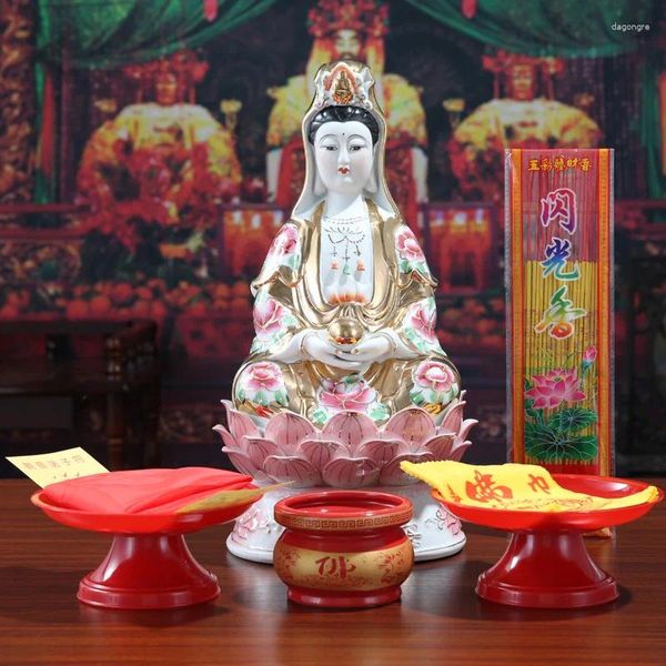 Relógios de mesa Material Cerâmico Budista 8 polegadas Deusa da Riqueza e Misericórdia Decoração Sul da China Mar Guanyin Bodhisattva