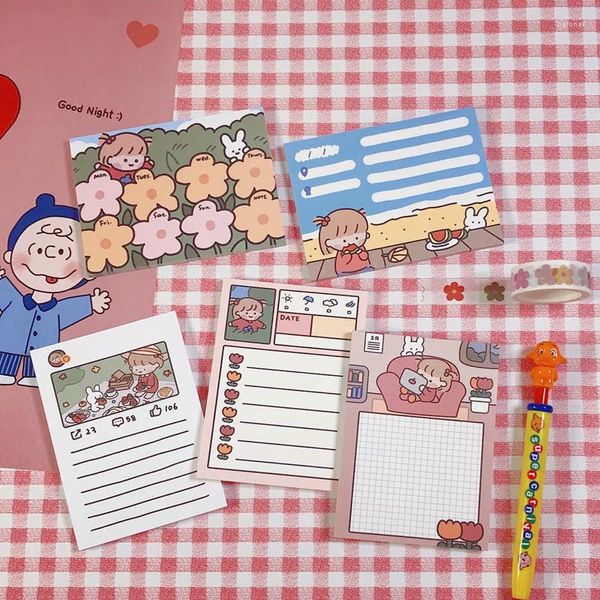 Fogli Lovely Girl Series Stick Notes Memo Pad Diario Fai da te Kawaii Cancelleria Scrapbook Decorativo appiccicoso