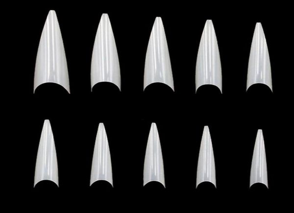 500 pezzi 10 dimensioni punte per nail art stiletto a punta copertura completa unghie finte stile naturale gel UV acrilico falso salone acrilico francese320e1407213