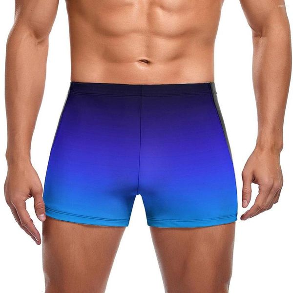 Padrão de moda de banho masculina Nada com troncos preto índigo para aqua piscina azul shorts de natação elástica de tamanho grande homem maiô