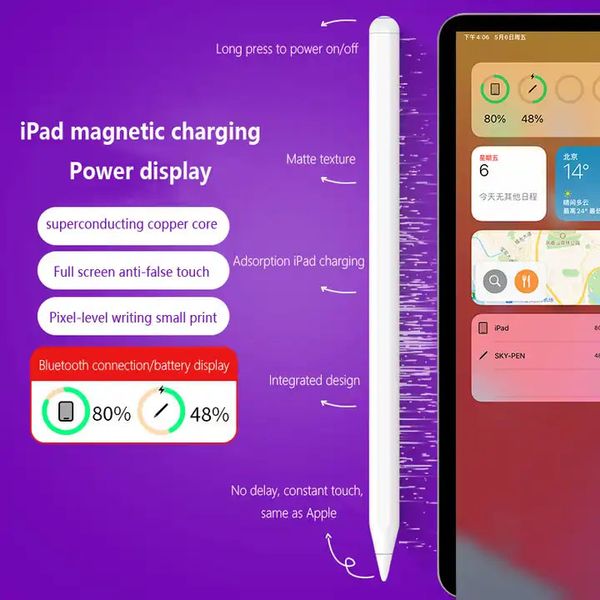 Caneta Stylus de toque capacitivo ativo com rejeição de palma de carregamento sem fio anti erro magnético para iPad Pencil 2 2ª geração para iOS Pad Pro 3 4 5 Air 5 Mini 6