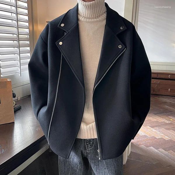 Giacche da uomo Miscele Cappotto Uomo Ins Baggy All-match Giapponese Bello Streetwear BF Design Cargo Adolescenti Caldo -moda Elegante Inverno Harajuku