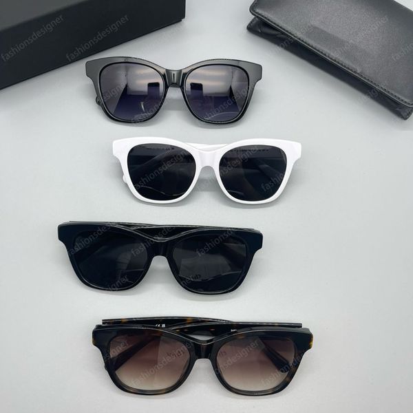 Óculos de sol de grife feminino óculos de sol de grife na moda óculos de sol de acetato de pérola espelhado francês 1: 1 modelo 5482 óculos quadrados pretos femininos com estojo de óculos de sol