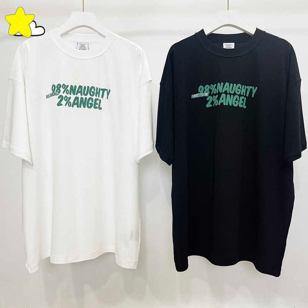T-shirt da uomo 2023 Summer Hip Hop Reverse Wear VETEMENTS T Shirt Uomo Donna 1 1 Stampa in schiuma oversize Naughty Angel VTM Tee Top Wi Tags