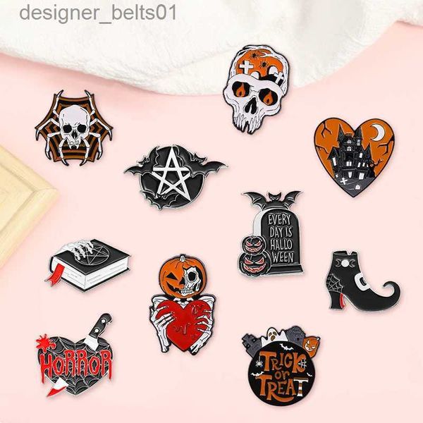 Pins Broschen Kreative Tren Cartoon Halloween Schädel Kürbis Punk Öl Tropfen Lel Brosche Abzeichen Pin Denim Tasche Geschenk Männer Frauen Mode schmuckL231120