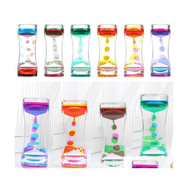 Outros relógios acessórios Double Color Dinâmico Droga vazamento Hourglass Toys Hourglasses Ornamentos Timer líquido Beautif Crafts Dhvje