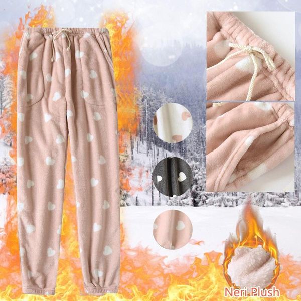 Indumenti da notte da donna Intimo lungo da sci Flanella super morbida da donna Pigiama elasticizzato caldo e confortevole Pantaloni casual Elegante ispessita termica