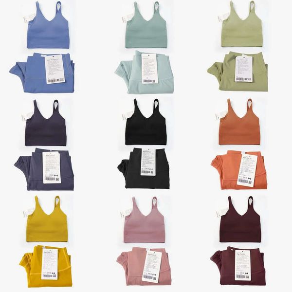 Lu Lu Align Abiti Palestra Donna U-Back Sport Yoga Reggiseno al limone Leggings a vita alta Set da allenamento Set da due pezzi da donna Abbigliamento fitness Donna LL