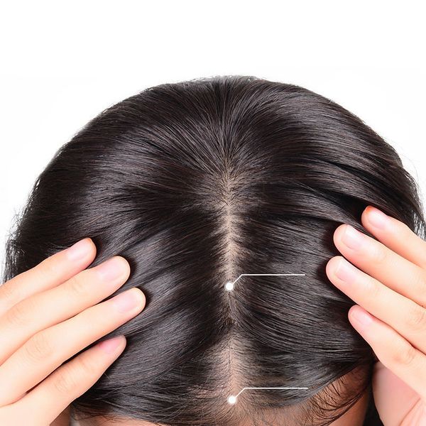 Base de seda Synthetic S 12x13cm Topper de cabelo humano para mulheres clipe europeu de couro de couro natural superior na peça Free Part Remy 230420