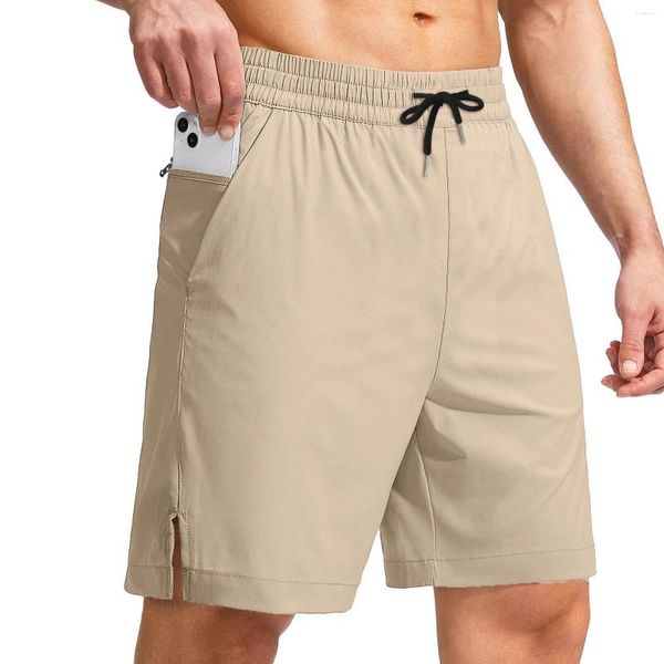 Pantaloncini da uomo Uomo Estate Tinta unita Tasche con cerniera Pantaloni a righe Tasca con coulisse Sport casual allentati Corsa dritta Casa sulla spiaggia 6