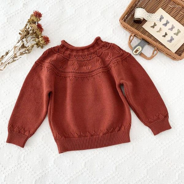 Giacche Maglione vintage da ragazza Maglione in cotone lavorato a maglia a maniche lunghe Pullover per bambini Abbigliamento per bambini Capispalla per bambini rosso/verde Natale