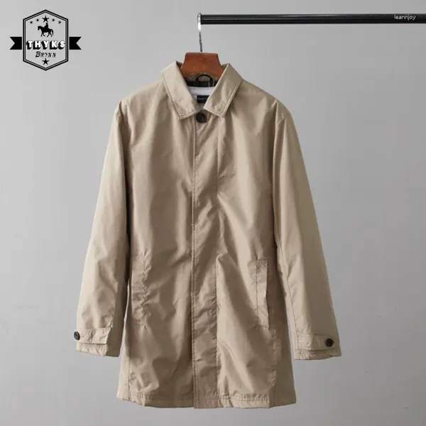 Casacos de trincheira masculina para o meio comprimento do comprimento quente estilo japonês japonês casual casual impermeável sobretudo moda masculina laple business jackets