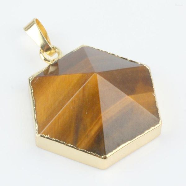 Colares de pingentes de pedra azul de pedra de areia hexagonal reiki Charms de cristal para jóias fazendo acessórios de colar de jóias