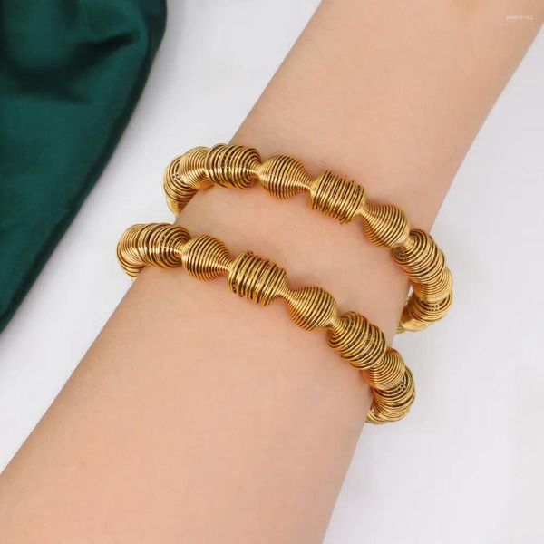 Bracciale coreano coreano 18k color oro elastico bracciale in acciaio inossidabile cilindro a sfera dichiarazione gioielli da polso bijoux impermeabili