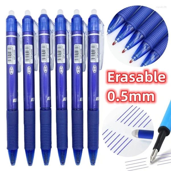 Canetas de tinta gel apagáveis mágicas retráteis, 0.5mm, azul, preto, para escrita, material de escritório, estudantes, crianças, papelaria gp3106