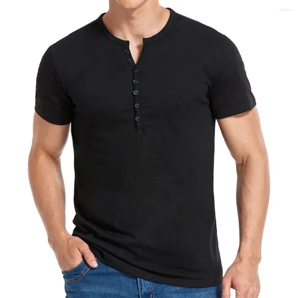 Magliette da uomo T-shirt da uomo di marca Scollo a V Fashion Design Slim Fit T-shirt Soild Top Tees Camicia a maniche corte Fitness per abiti maschili