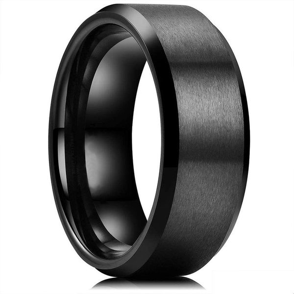 Bandringe Klassisch 8 mm Herren-Edelstahlringe Schwarz gebürstete Oberfläche Ehering Uni Verlobungsschmuck Größe 6-13 High Q Dhgarden Otxbv