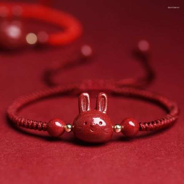 Braccialetti con ciondoli 2023 Bracciale in tessuto rosso cinabro da donna Simpatico cartone animato Corda a mano per banchetti Accessori per gioielli Regali