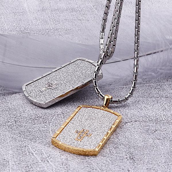 Collane con ciondolo Trendy Fashion Simple Military Brand Personality Charm Collana da uomo in acciaio inossidabile con croce religiosa