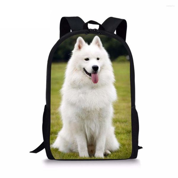 Bolsas escolares garotas adolescentes configuradas kawaii samoyed infantil para crianças estudante feminina saco com mochila pré -escolar de case de lápis