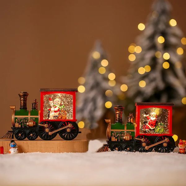 Weihnachtsdekorationen, weihnachtliche Tischdekoration, Wohnzimmerdekoration, Zugmodell, Kristallkugel, Ornamente, Tischdekoration, kleine Eisenbahnbox 231120