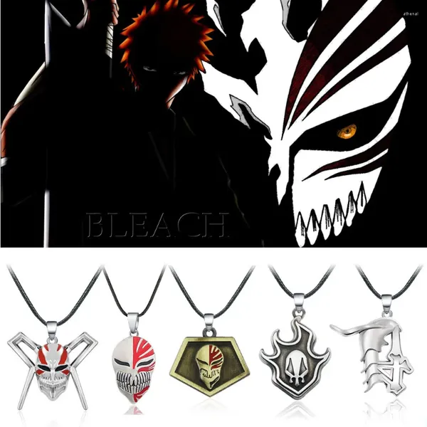 Anhänger Halsketten Anime Bleach Kurozaki Ichigo zusammen mit Maske Schlüsselanhänger Cosplay Zubehör für Frauen Männer Geschenk