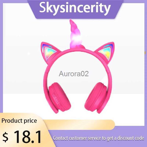 Auricolari per cellulari Unicorno orecchio di gatto Cuffie bluetooth i bambini imparano ad ascoltare lezioni di gioco possono chiamare auricolari simpatico regalo anime auricolare fresco YQ231120