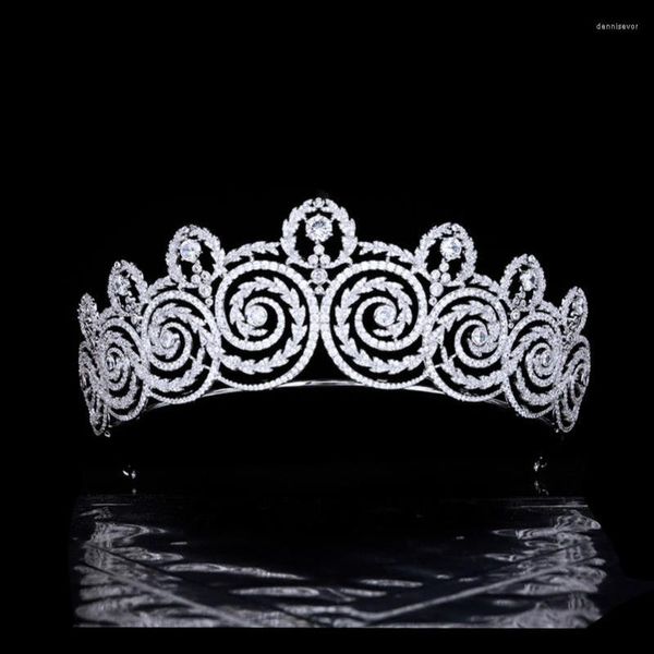 CABELOS CLIPS CLIPS CLÁSICO Tiara Royal Tiara cúbica Zircônia Casamento Princesa Bridal Tiaras Coroas CZ para Mulheres Quinceanera Jóias de Aniversário