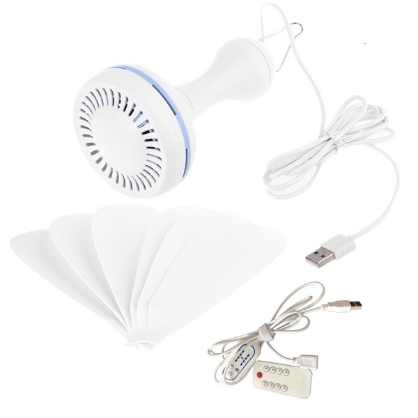 Refroidisseurs d'air portables silencieux 6 feuilles alimentés par USB ventilateur de plafond avec télécommande 4 vitesses ventilateur suspendu pour camping lit dortoir tente 230419