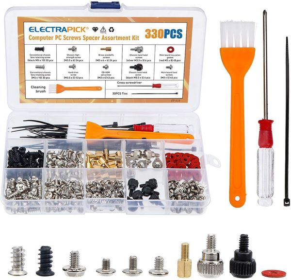 Alet Parçaları Electrapick 330pcs Sabit Disk DIY Anakart Yükseltici Vidaları PC Bilgisayar Montaj Kılıfı Fan El Vidalı Cıvata Standoff Yıkayıcı Seti 230419