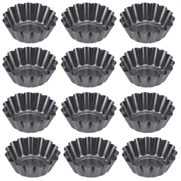 Bakeware Aletleri 12 PCS/SET STICK Kek Pan Kalıp Pizza Muffin Yumurta Tart Yamar makinesi fırın için fırfırlı kenar pasta teneke kutular