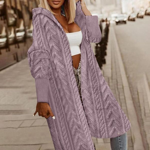 Jaquetas femininas top vendendo mulheres namorado casacos fuzzy texturizado com capuz longline casaco de lã jaqueta de inverno 2023 roupas de mulher