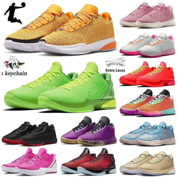 2024 Kobis 6 Sapatos de Basquete Protro All-Sta Grinch Pense Rosa 5 Alternativo Bruce Lee Del Sol Big Stage Laker Homens Mens Treinadores Esportivos Ao Ar Livre Sapatilhas Kobs Reverse