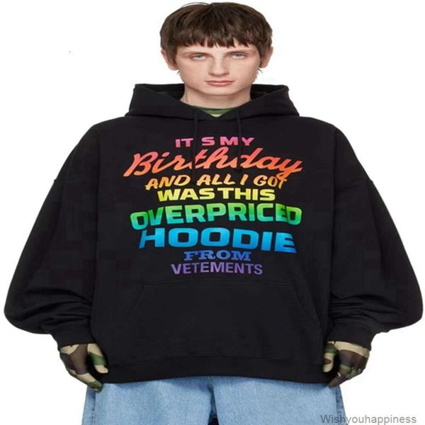 Sweatshirts Erkek Kadın Tasarımcı Hoodies Moda Sokak Giyim Ürünleri Witt Sevimli Renk Mektup Baskı Gevşek Sokak Sokak Siyah Uzun Kol VTM Hoodie Sweater Erkekler Fashi